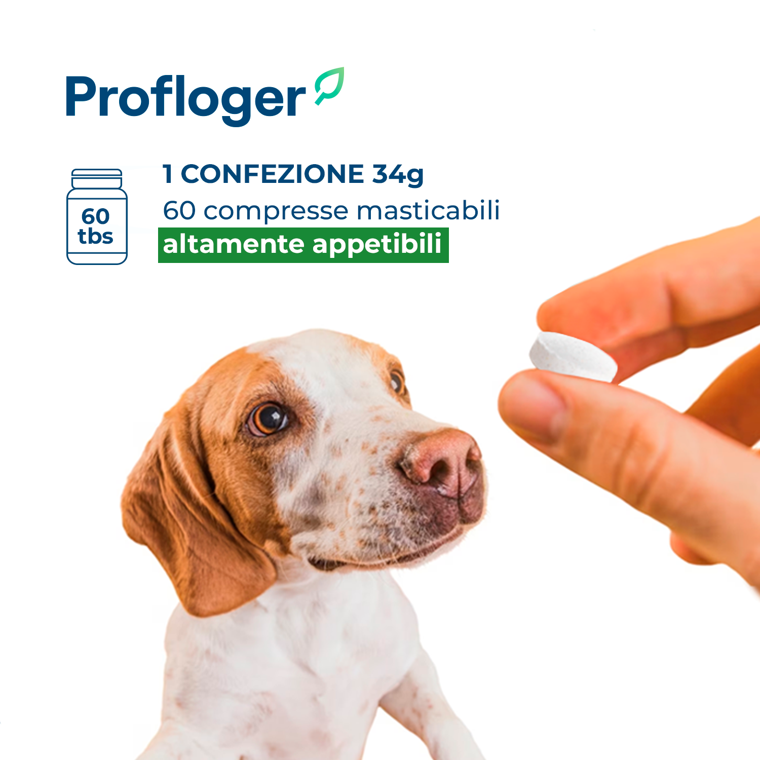 Confezione 34g, 60 compresse masticabili, altamente appetibili